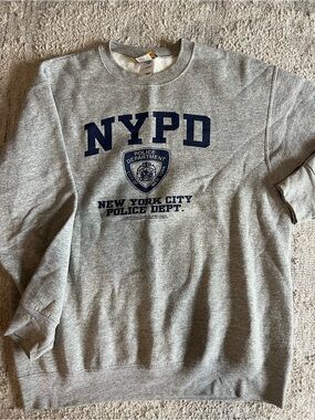 Police Men's Gray Crewneck Sweatshirt with Navy NYPD Print